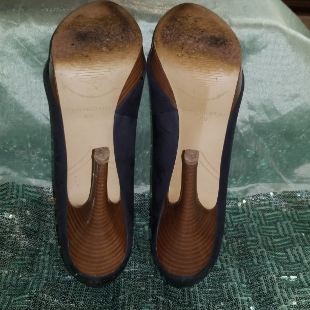 Enzo Angiolini Leather Open Toe Heels - Picture 6 of 8